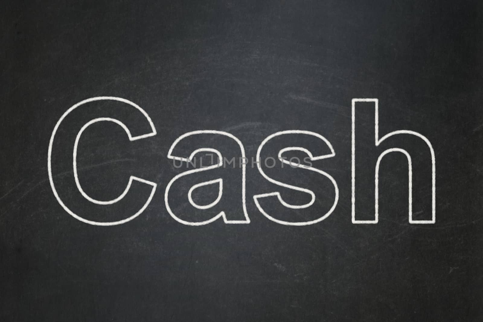 Banking concept: Cash on chalkboard background by maxkabakov