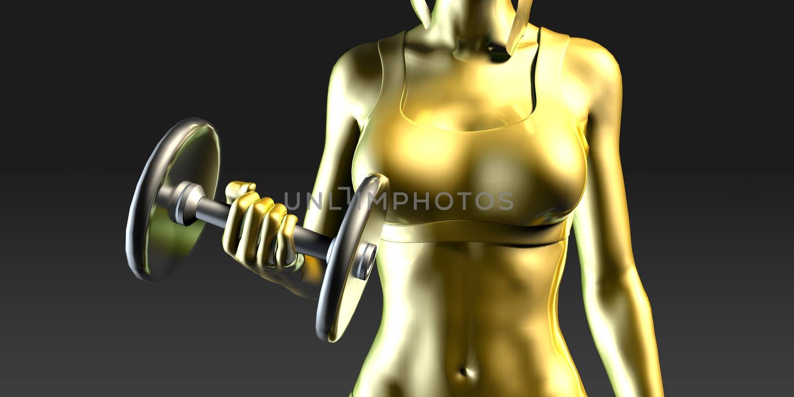 Girl Working Out with Weights Banner Concept