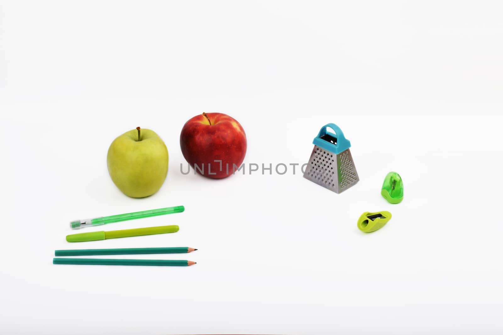 Mock up objects on the white background, front view