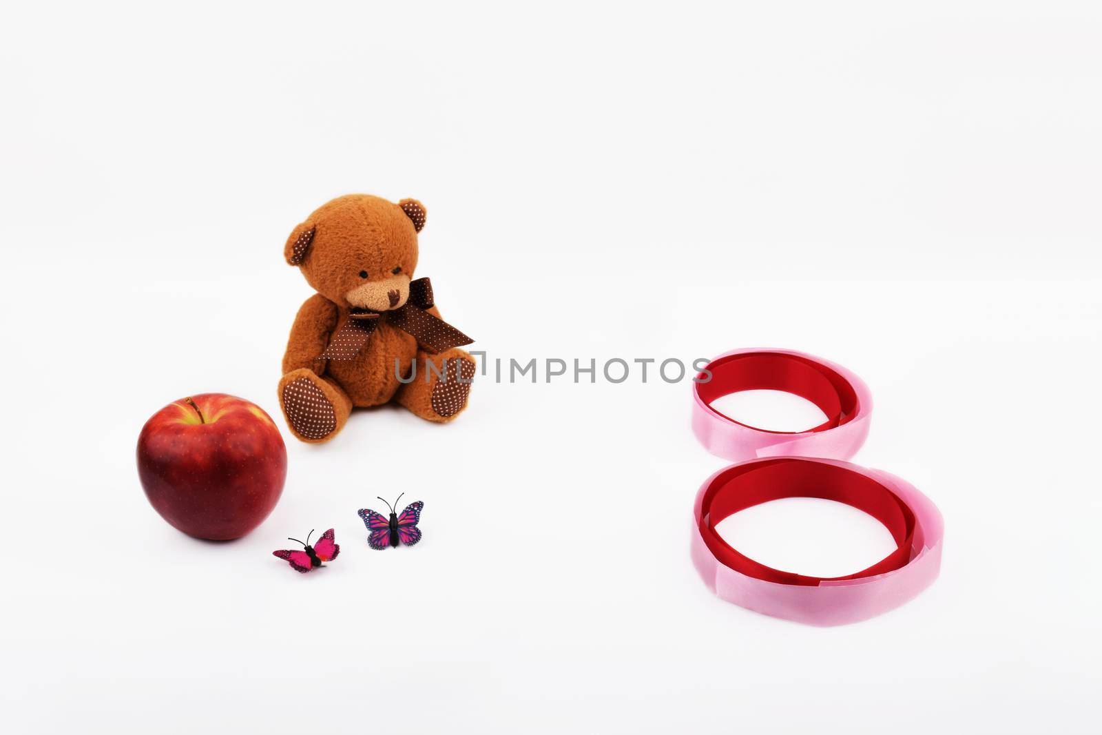 Mock up objects on the white background, topic - International Women's Day. Front view