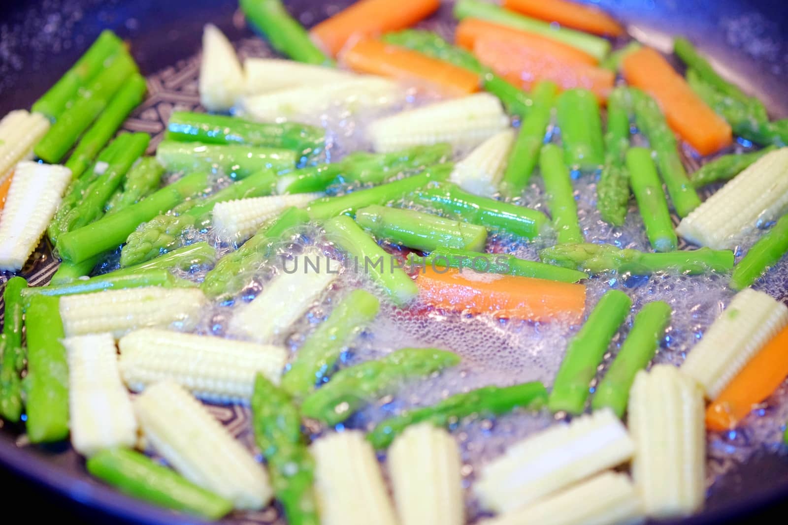 Fried Vegetables Asparagus, Carrots, Baby Corns