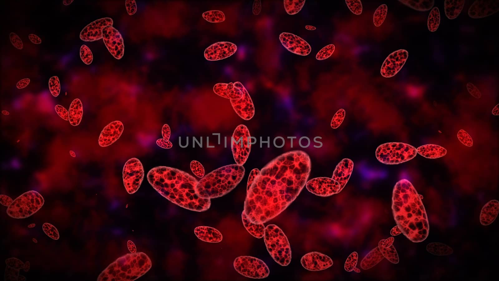 3d rendering molecule or germ concept with embossed and displaced surface