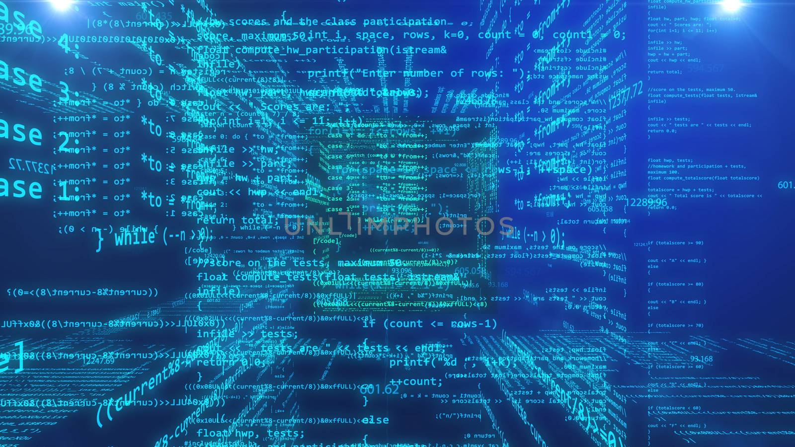 Abstract 3d rendering of Data Code Digital Technology.