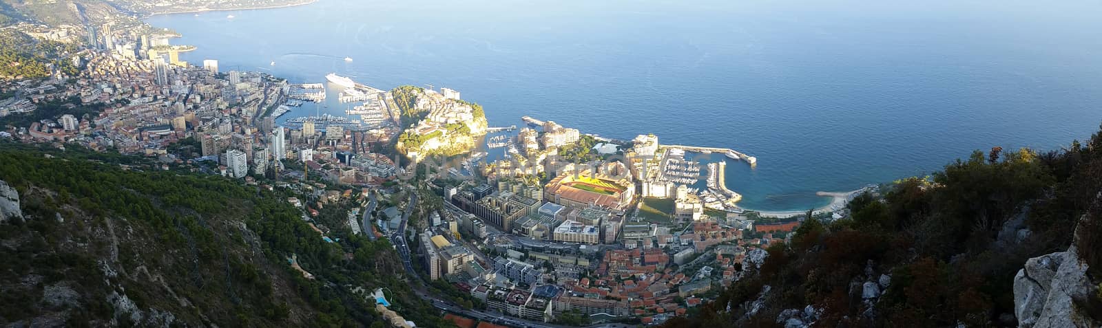 Beautiful Panoramic View of the Principality of Monaco and the Mediterranean Sea