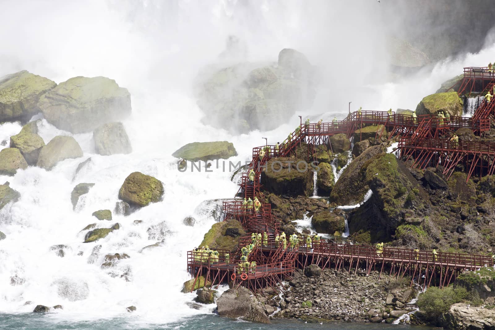 Beautiful close image with the amazing Niagara waterfall US side by teo