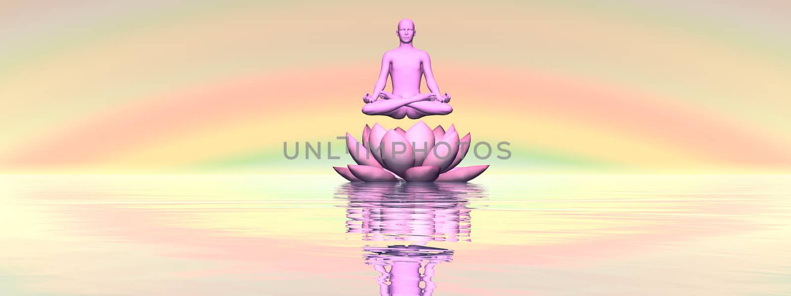 Meditation upon lily lotus flower - 3D render by Elenaphotos21