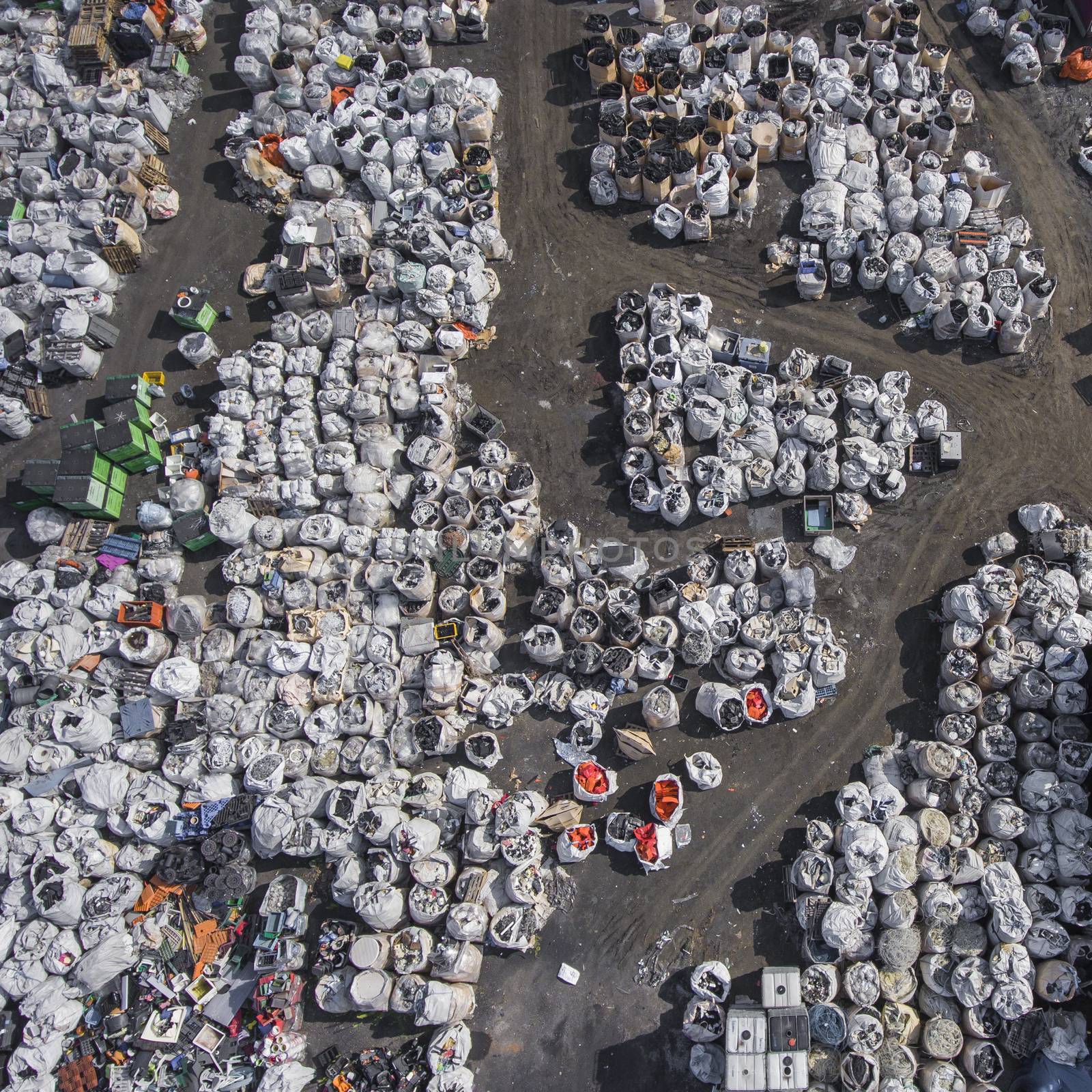 View landfill bird's-eye view. Landfill for waste storage. View from above.