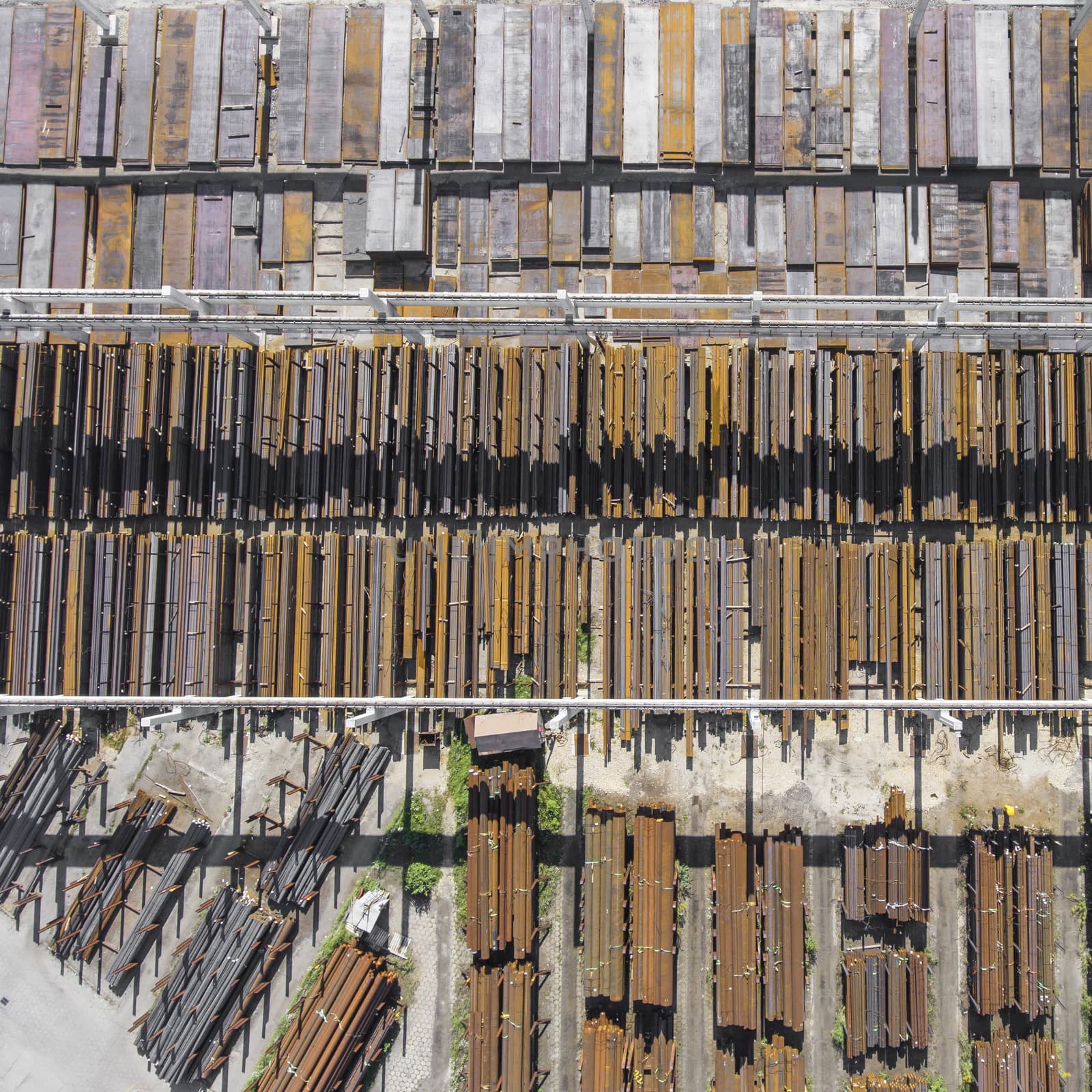 Industrial storage place, view from above. Steel elements. by mariusz_prusaczyk