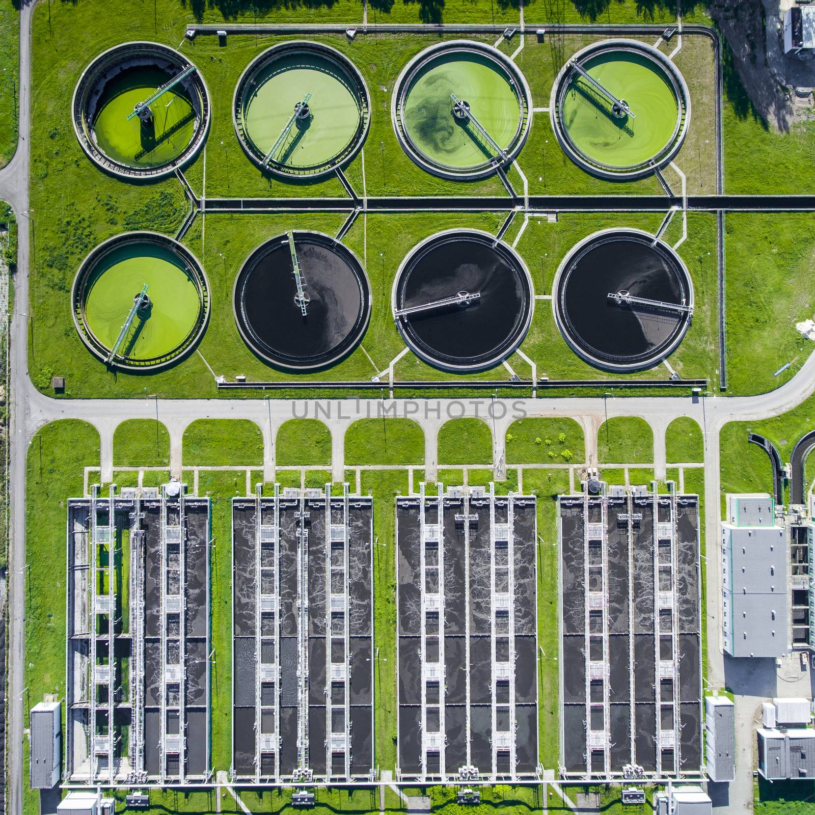 Aerial view of sewage treatment plant in Poland. by mariusz_prusaczyk