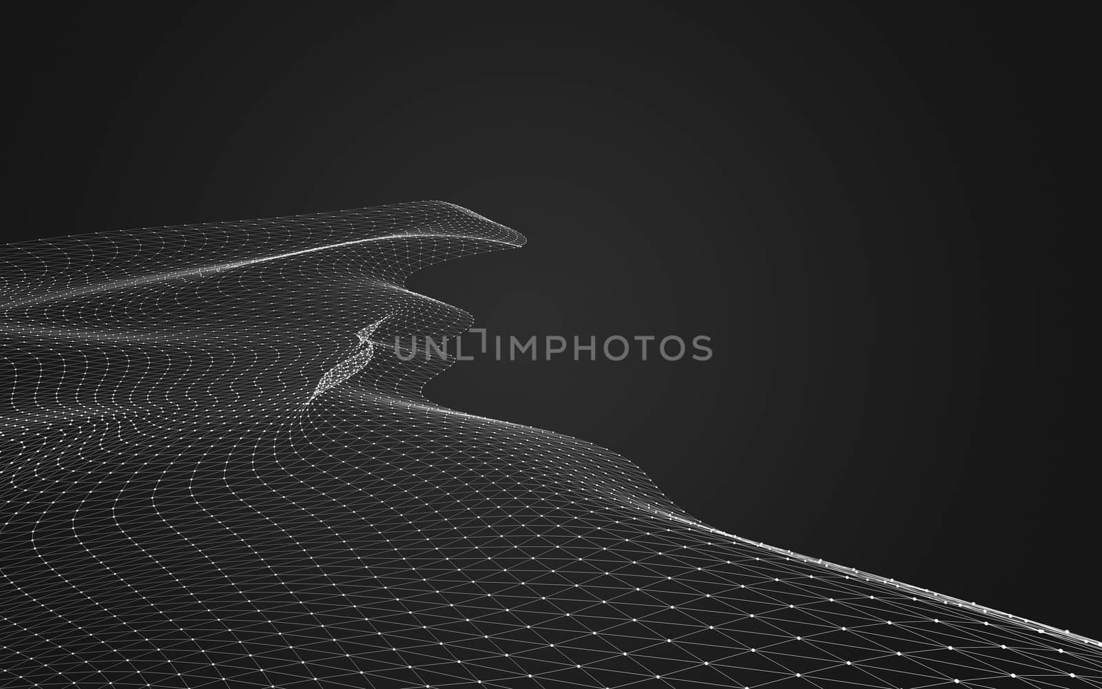 Abstract polygonal space low poly dark background with connecting dots and lines. Connection structure. 3d rendering