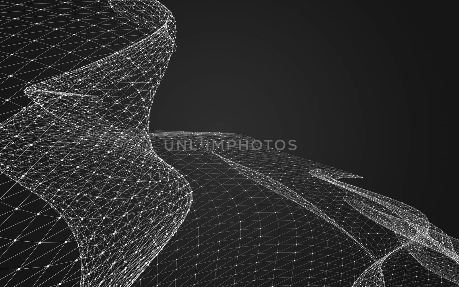 Abstract polygonal space low poly dark background with connecting dots and lines. Connection structure. 3d rendering