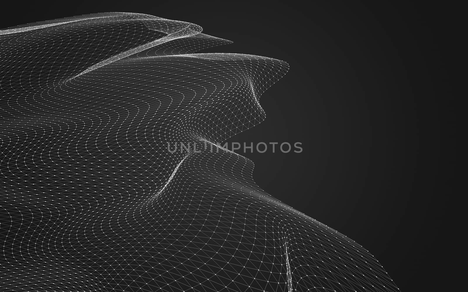 Abstract polygonal space low poly dark background with connecting dots and lines. Connection structure. 3d rendering