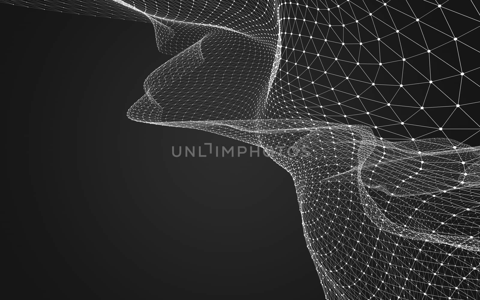 Abstract polygonal space low poly dark background, 3d rendering by teerawit