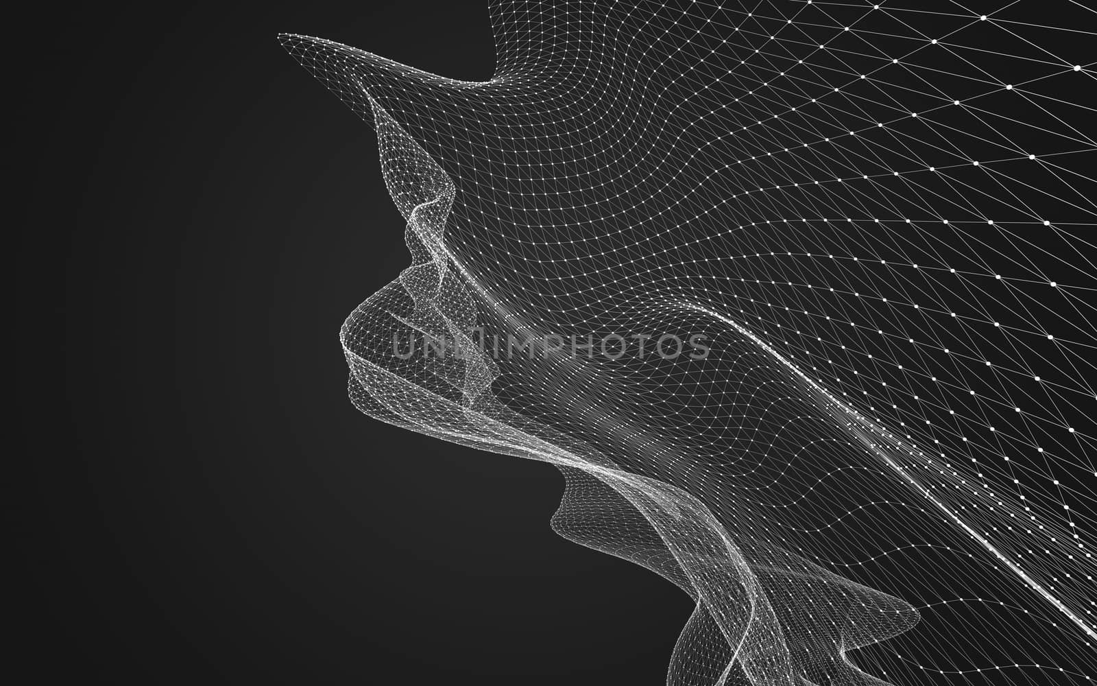 Abstract polygonal space low poly dark background with connecting dots and lines. Connection structure. 3d rendering