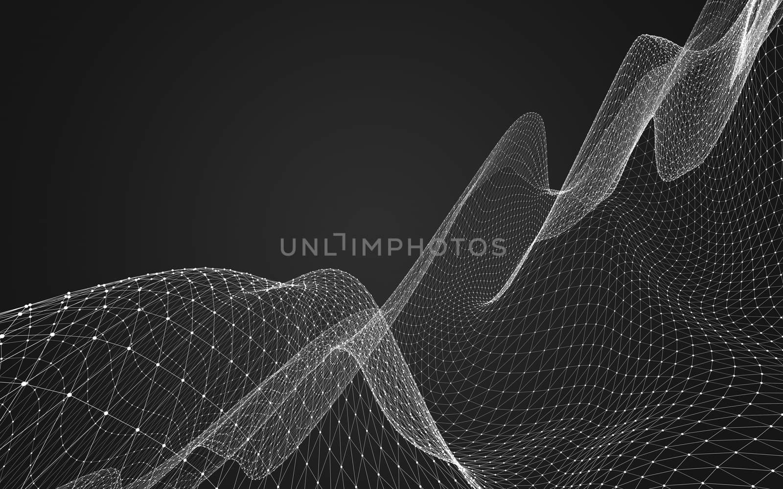 Abstract polygonal space low poly dark background with connecting dots and lines. Connection structure. 3d rendering