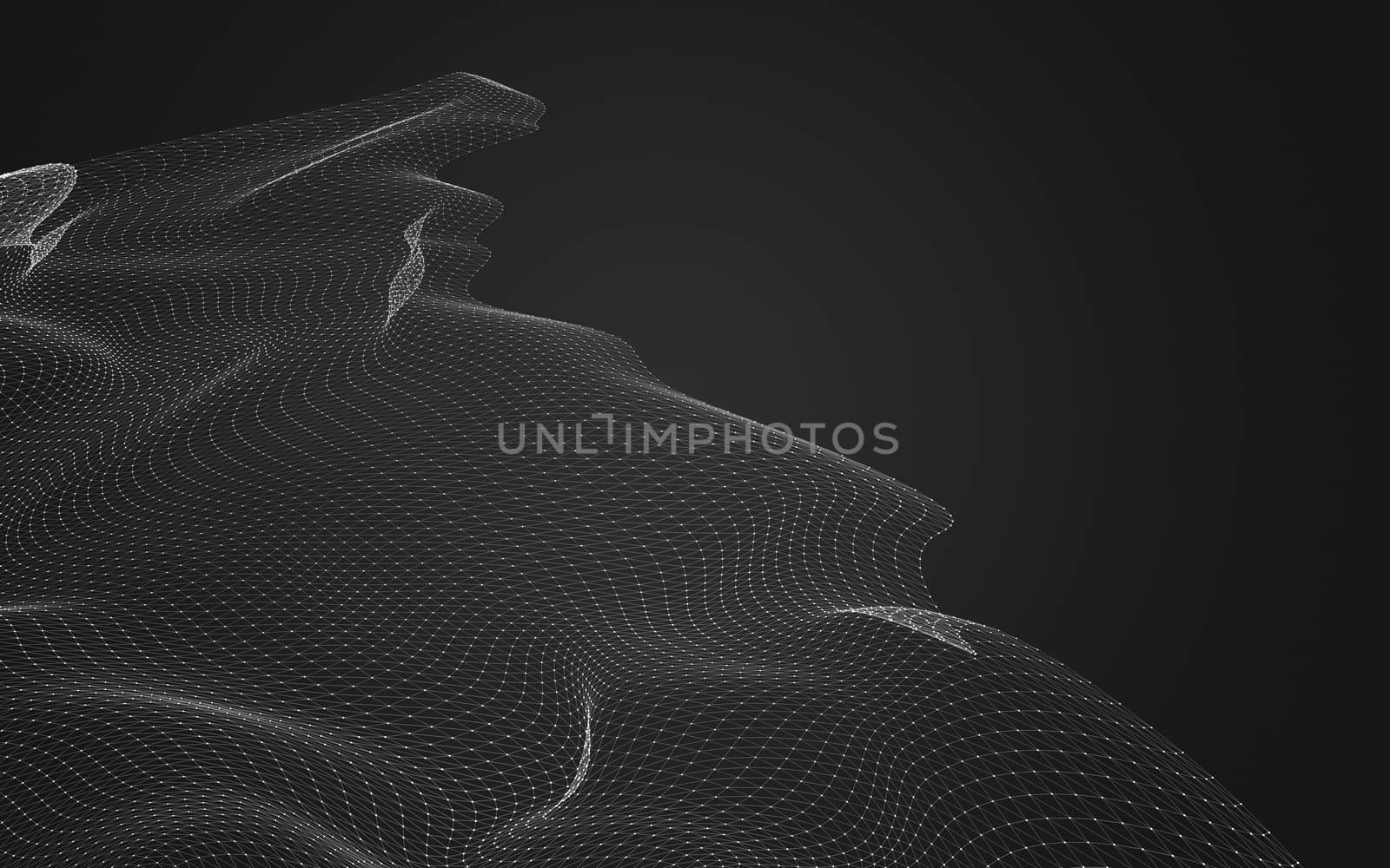 Abstract polygonal space low poly dark background with connecting dots and lines. Connection structure. 3d rendering