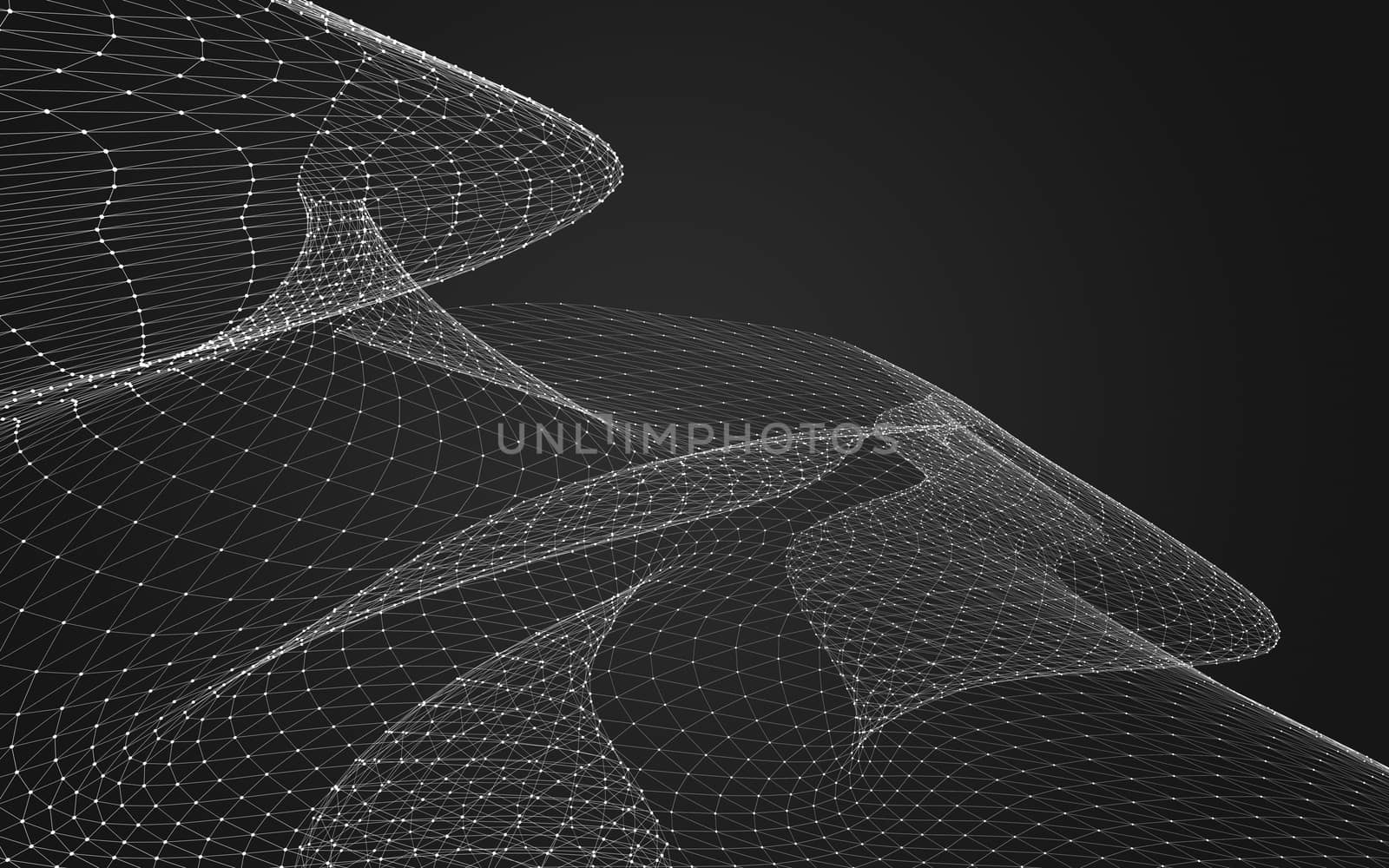 Abstract polygonal space low poly dark background with connecting dots and lines. Connection structure. 3d rendering