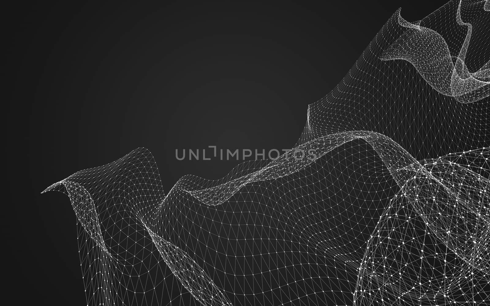 Abstract polygonal space low poly dark background with connecting dots and lines. Connection structure. 3d rendering