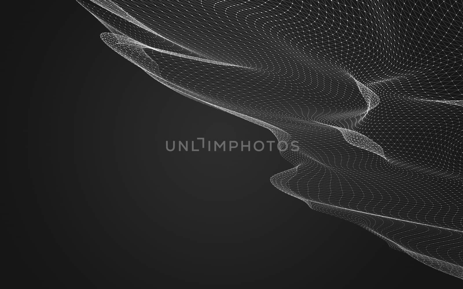 Abstract polygonal space low poly dark background with connecting dots and lines. Connection structure. 3d rendering