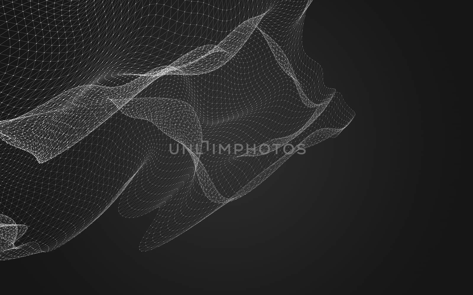 Abstract polygonal space low poly dark background with connecting dots and lines. Connection structure. 3d rendering