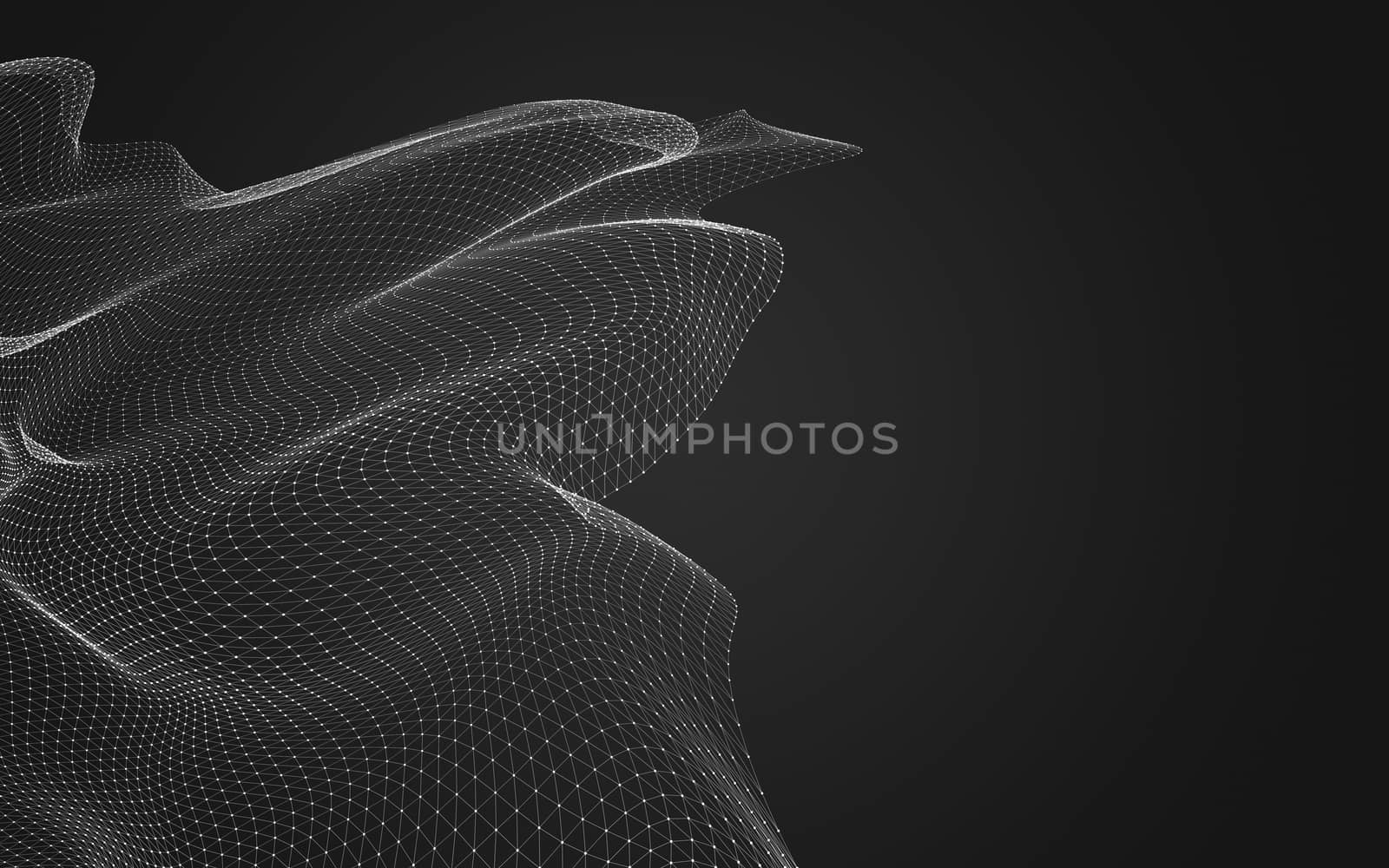 Abstract polygonal space low poly dark background with connecting dots and lines. Connection structure. 3d rendering