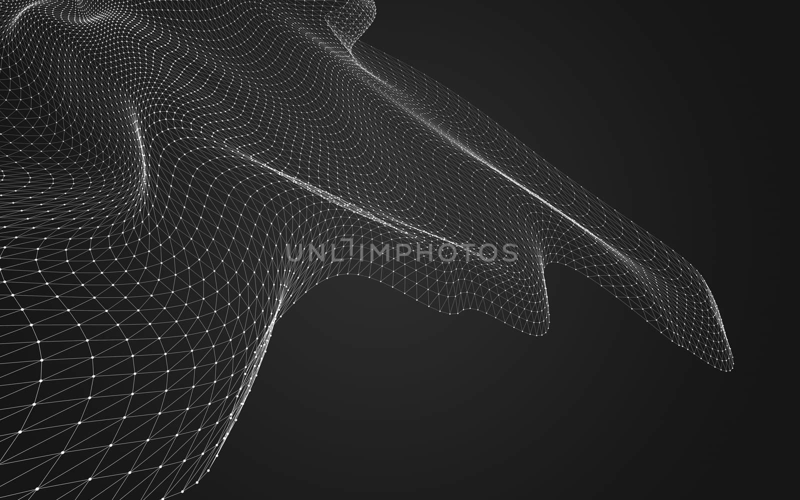 Abstract polygonal space low poly dark background with connecting dots and lines. Connection structure. 3d rendering