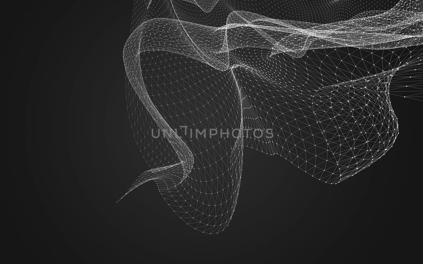 Abstract polygonal space low poly dark background with connecting dots and lines. Connection structure. 3d rendering