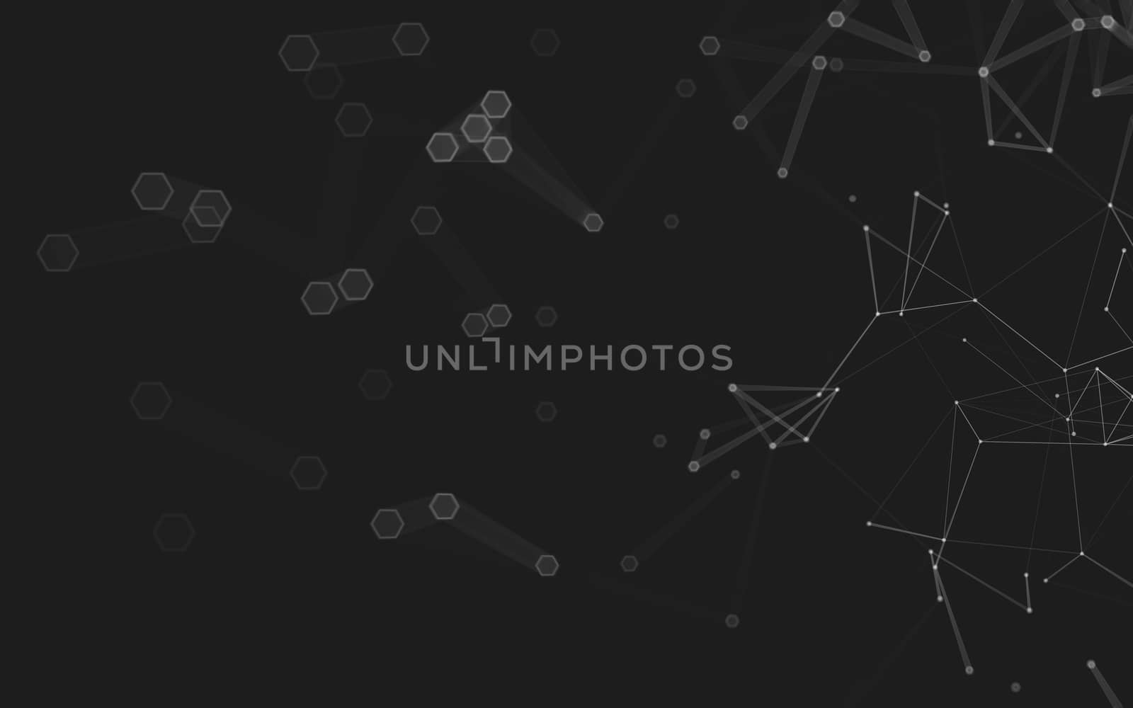 Abstract polygonal space low poly dark background with connecting dots and lines. Connection structure. 3d rendering