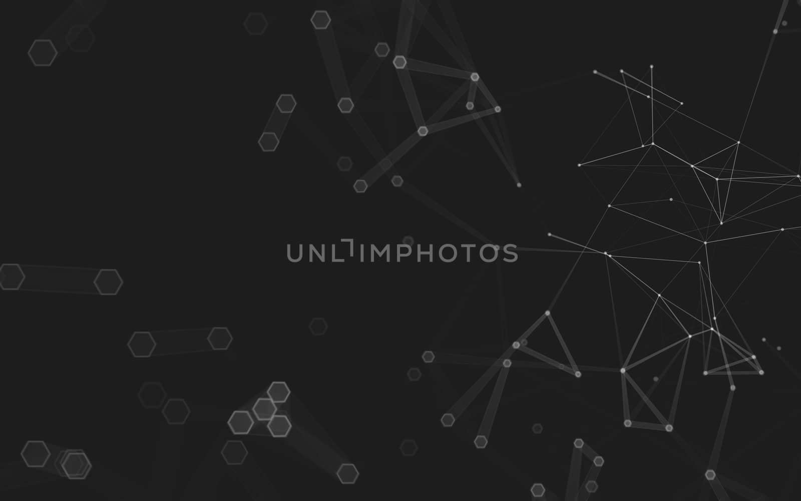 Abstract polygonal space low poly dark background with connecting dots and lines. Connection structure. 3d rendering