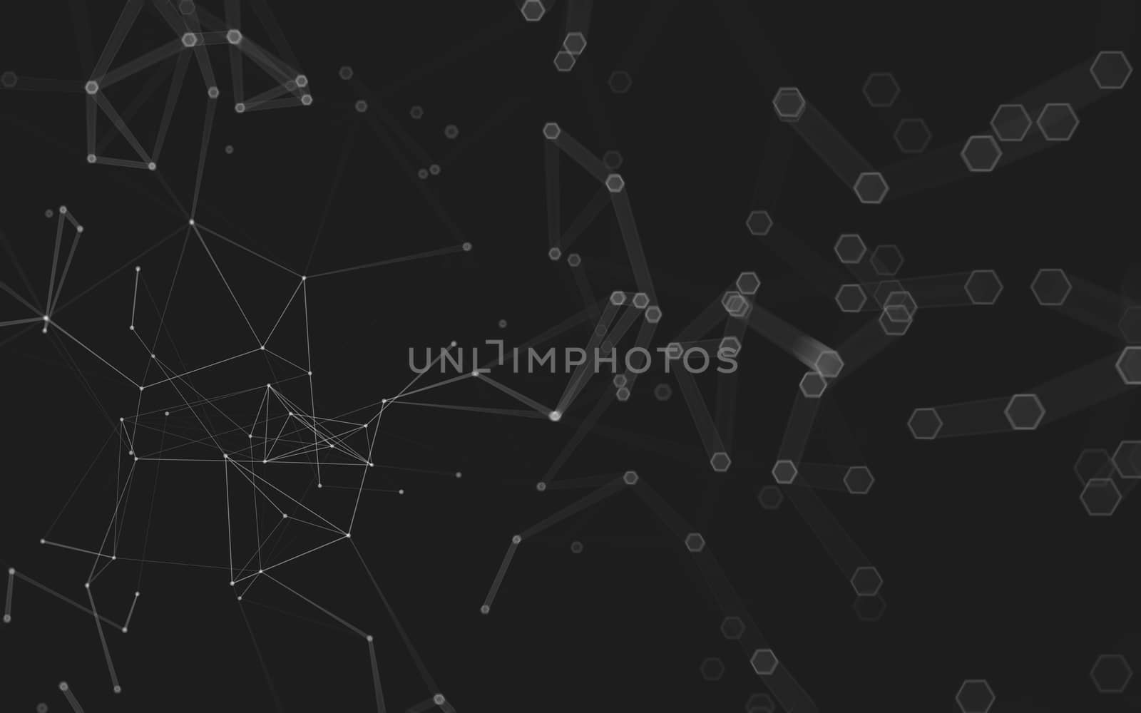 Abstract polygonal space low poly dark background with connecting dots and lines. Connection structure. 3d rendering