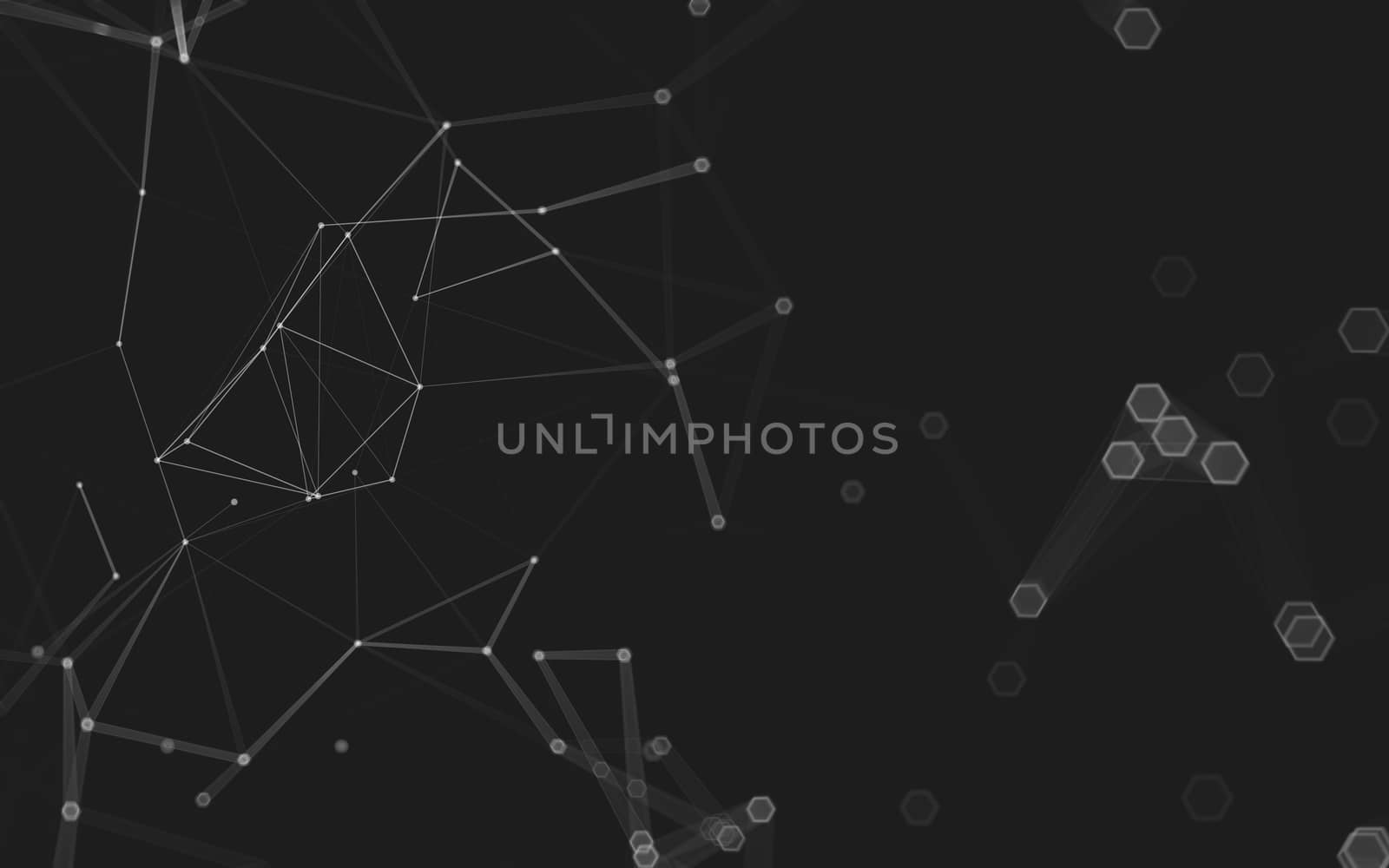 Abstract polygonal space low poly dark background with connecting dots and lines. Connection structure. 3d rendering