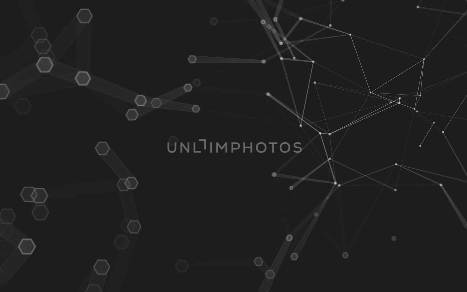 Abstract polygonal space low poly dark background with connecting dots and lines. Connection structure. 3d rendering