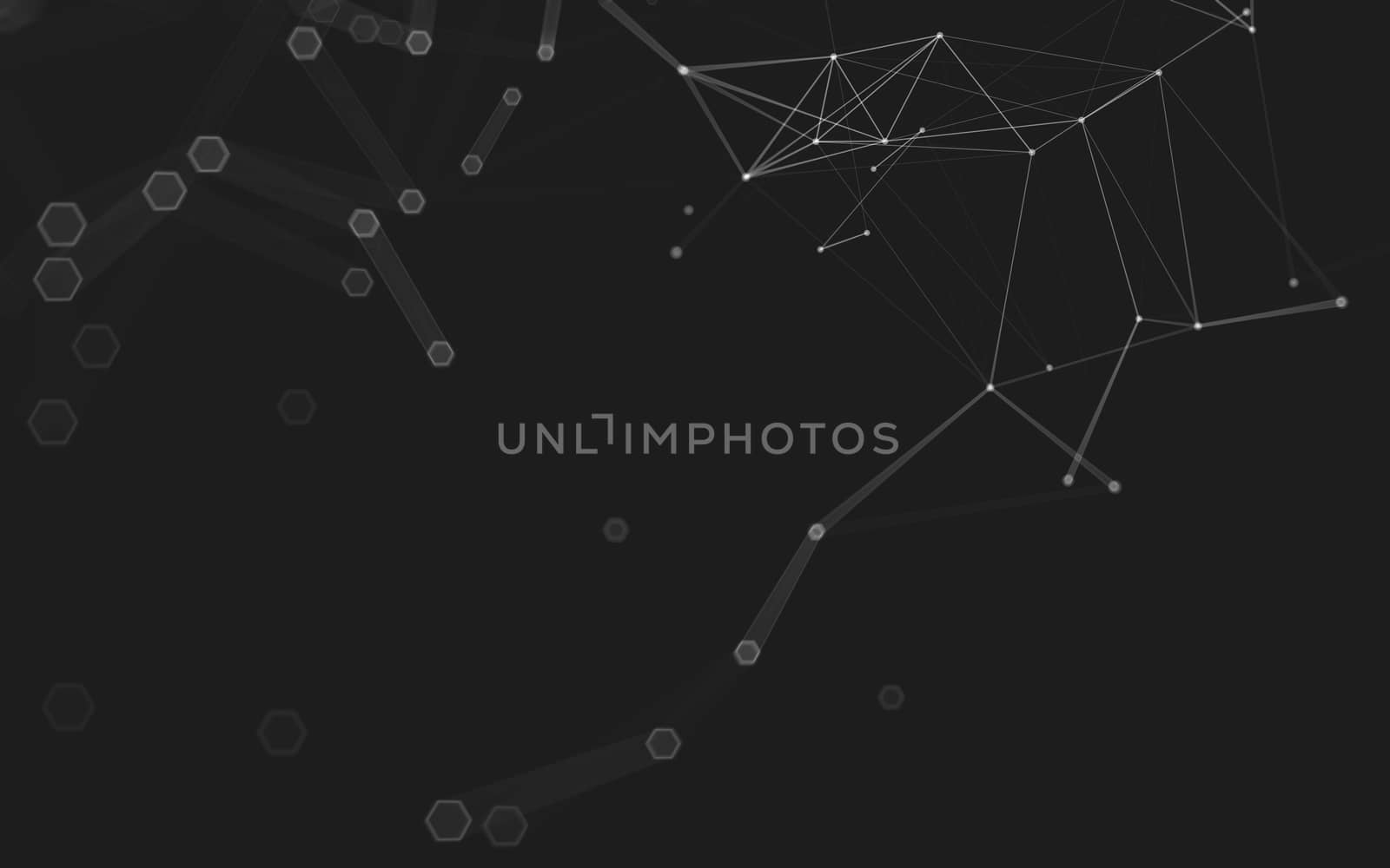 Abstract polygonal space low poly dark background with connecting dots and lines. Connection structure. 3d rendering