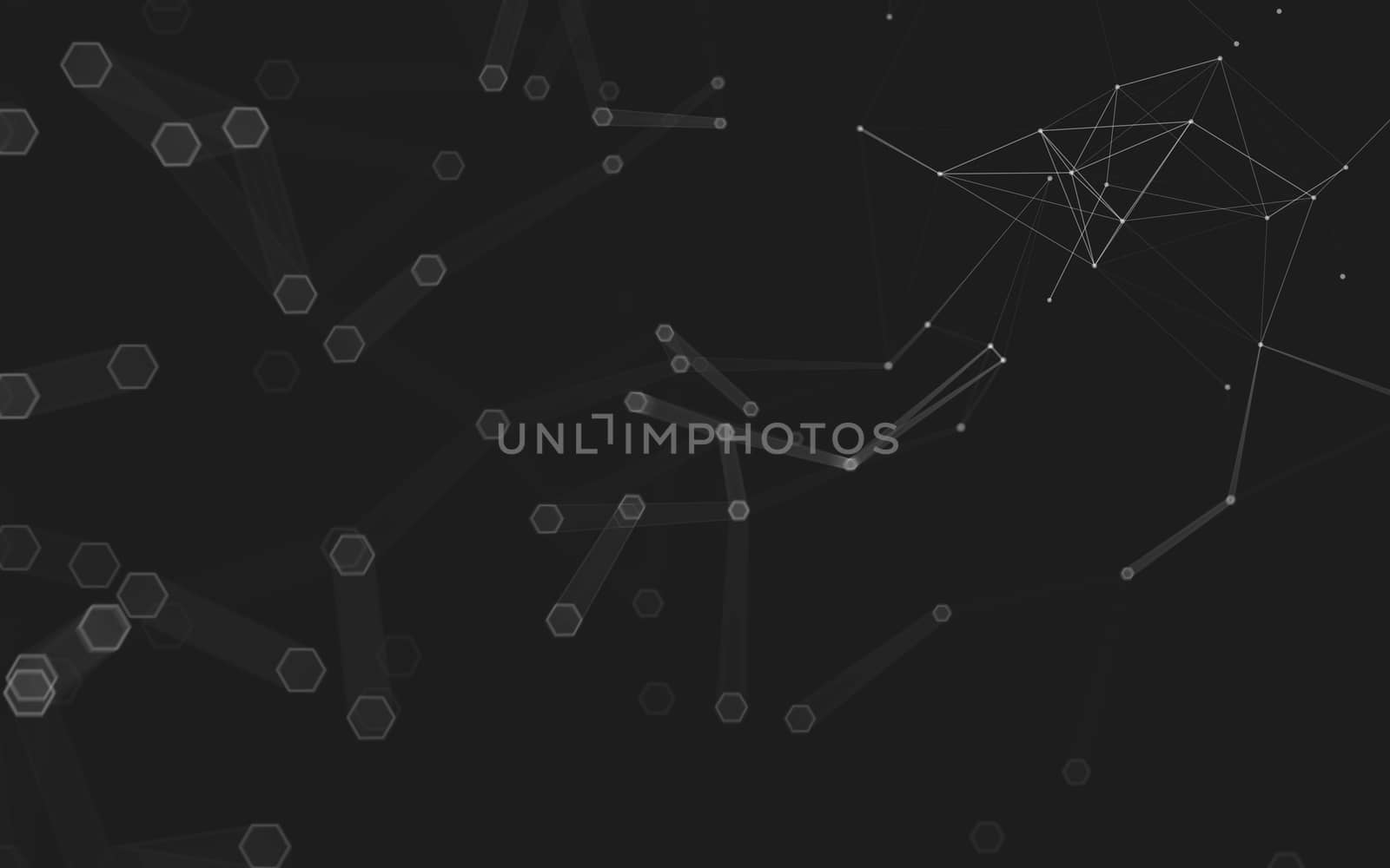 Abstract polygonal space low poly dark background with connecting dots and lines. Connection structure. 3d rendering