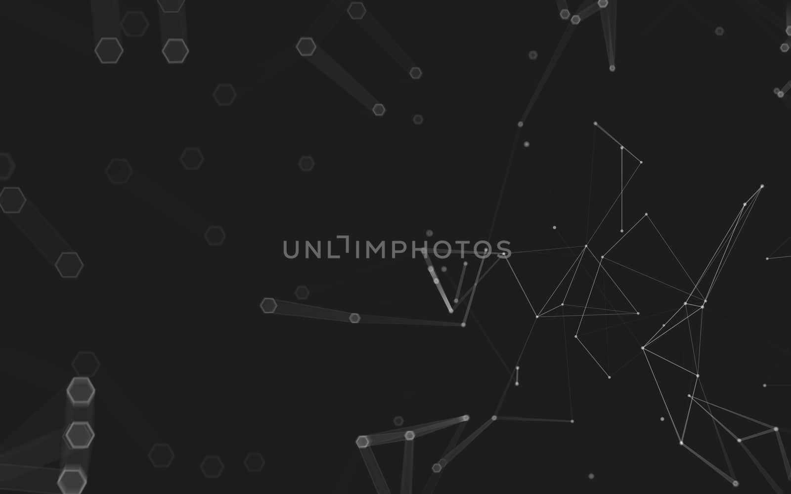 Abstract polygonal space low poly dark background with connecting dots and lines. Connection structure. 3d rendering