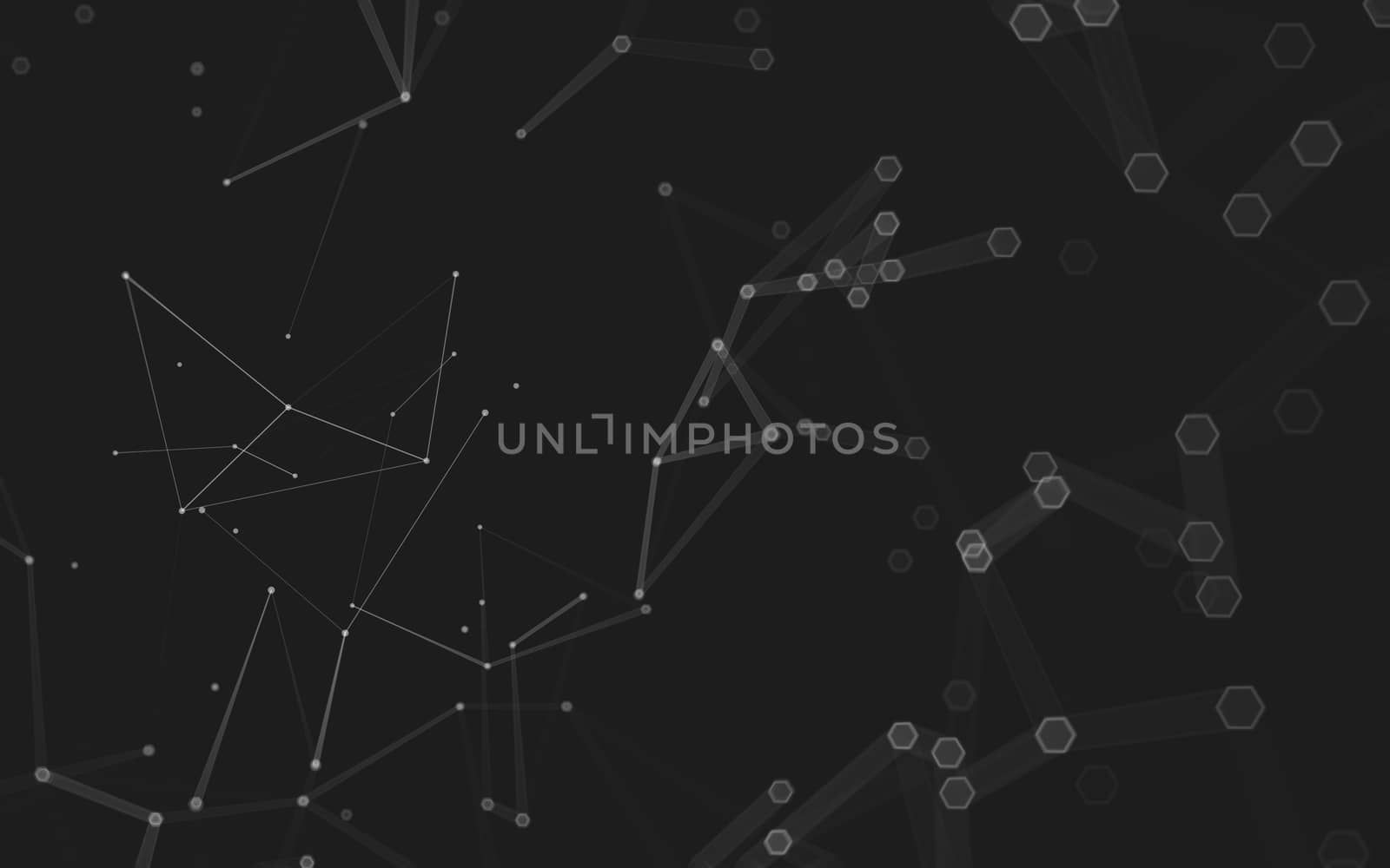 Abstract polygonal space low poly dark background with connecting dots and lines. Connection structure. 3d rendering