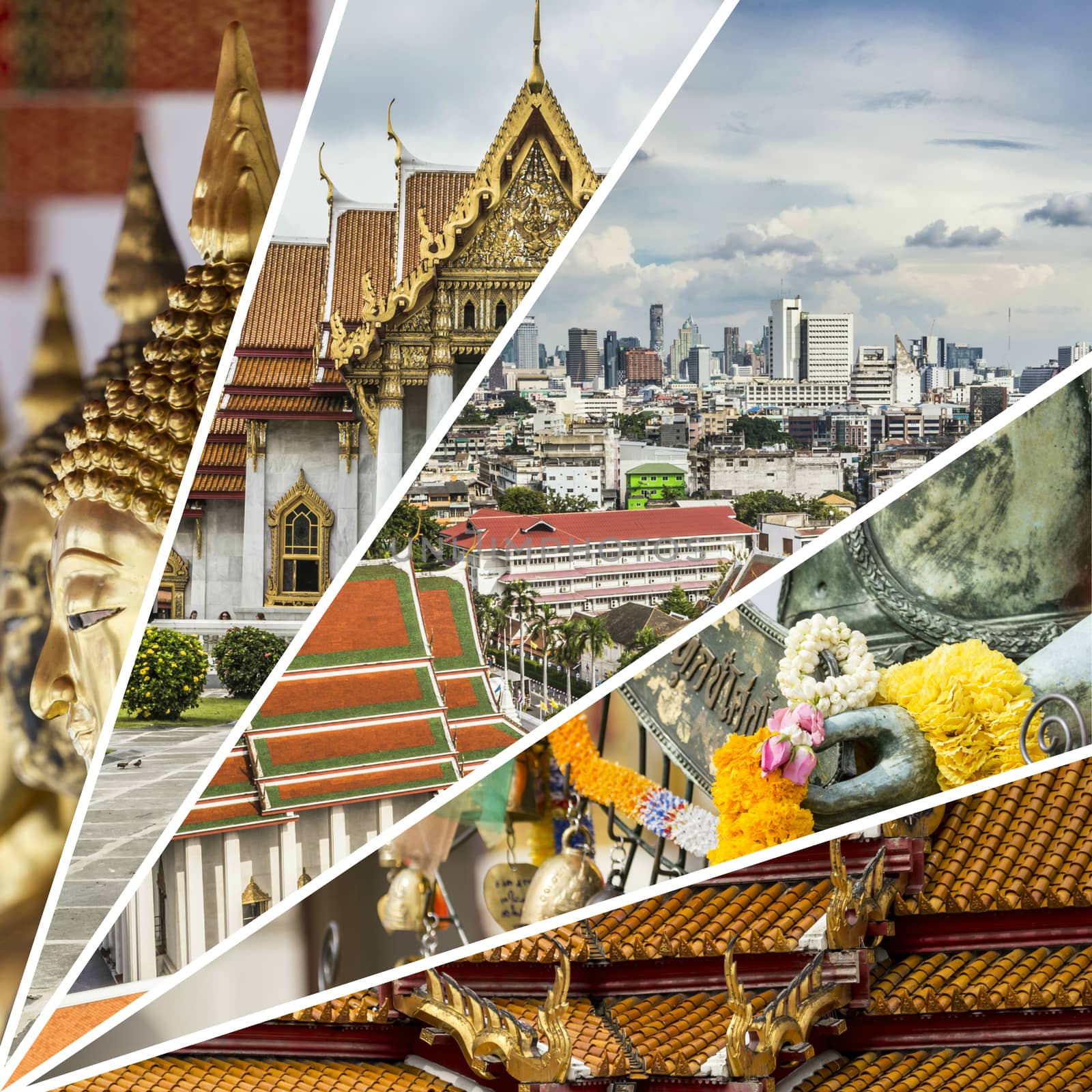 Collage of Bangkok (Thailand) images - travel background (my pho by mariusz_prusaczyk