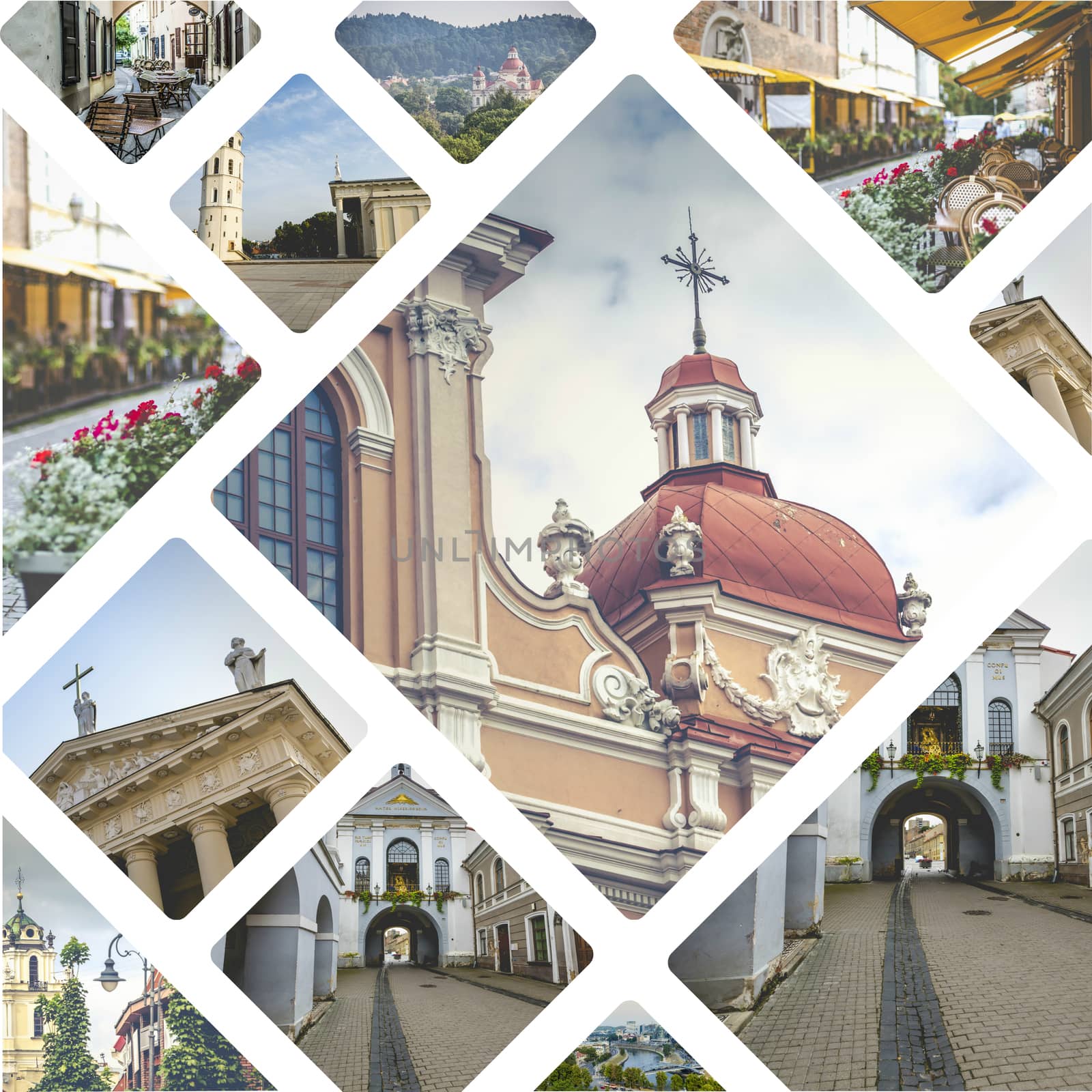 Collage of Vilnius (Lithuania) images - travel background (my photos)
