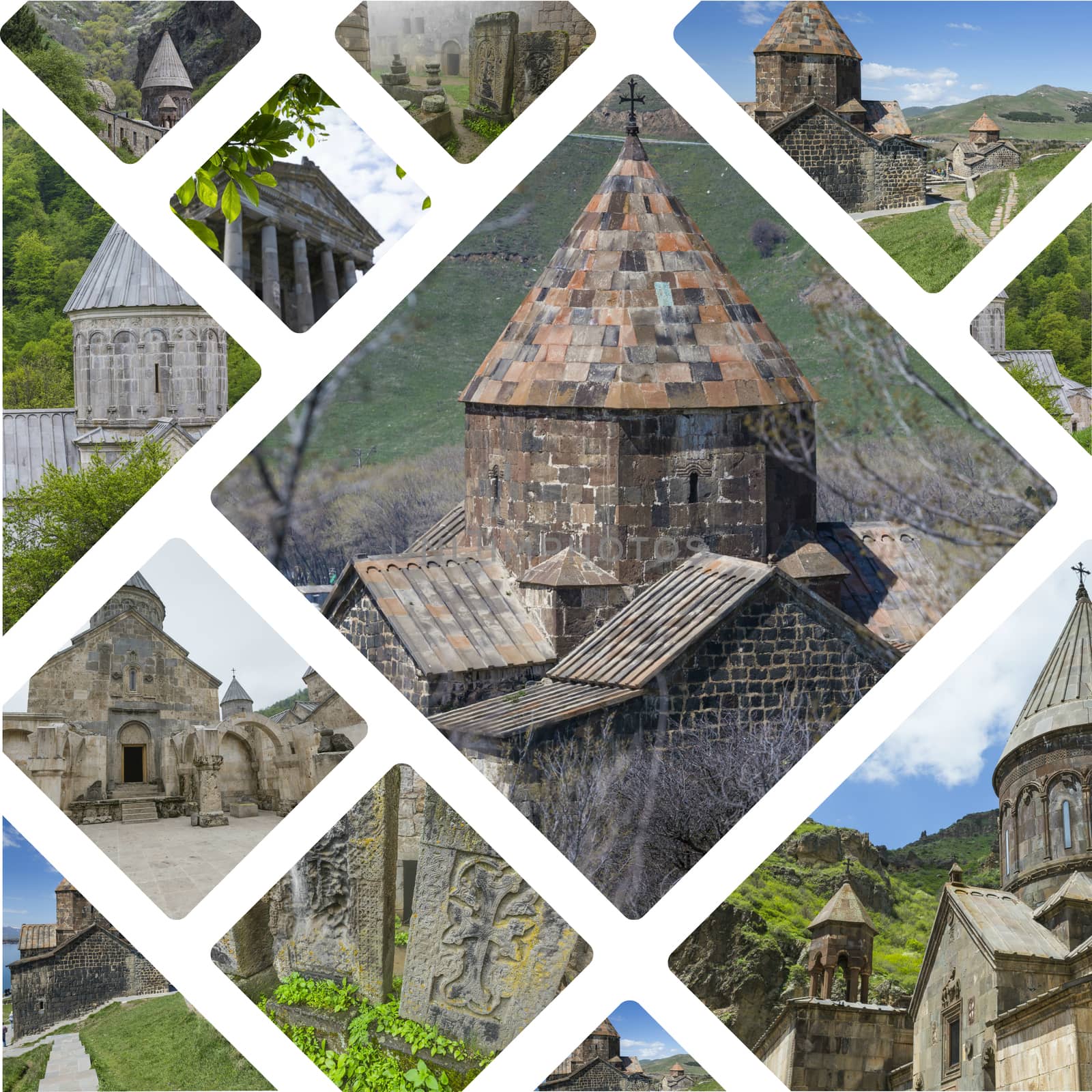 Collage of Monasteries ( Armenia ) images - travel background (my photos)