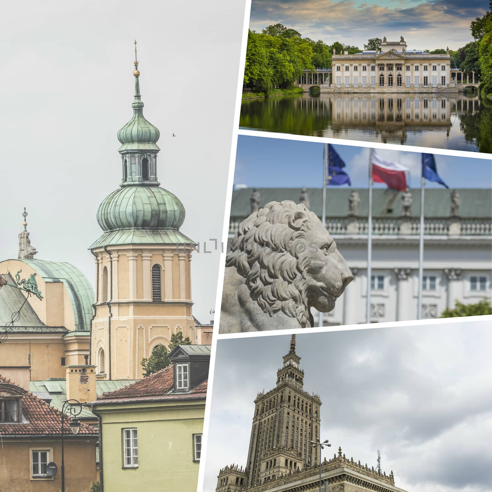 Collage of Warsaw (Poland) images - travel background (my photos by mariusz_prusaczyk