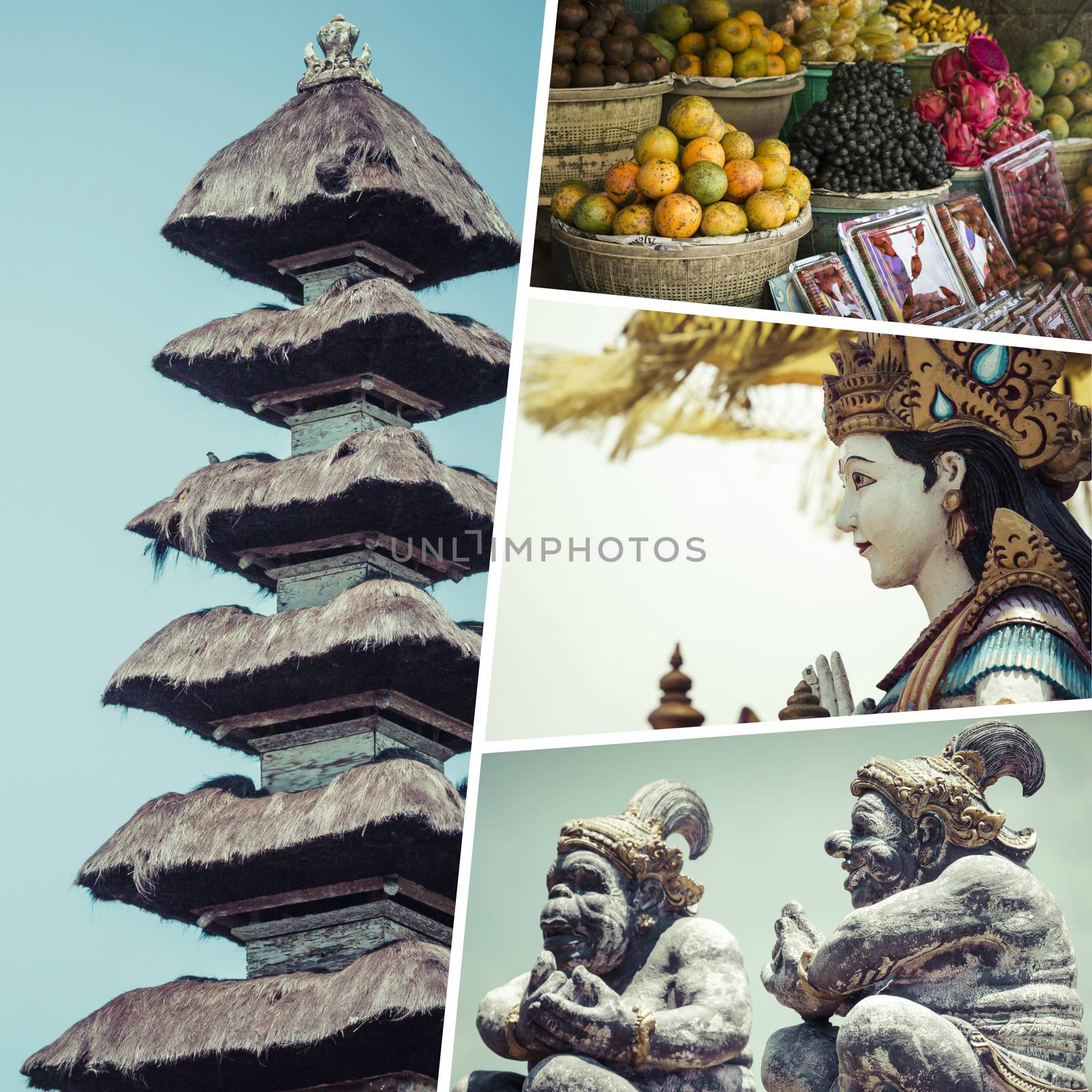 Collage of Bali (Indonesia) images - travel background (my photo by mariusz_prusaczyk