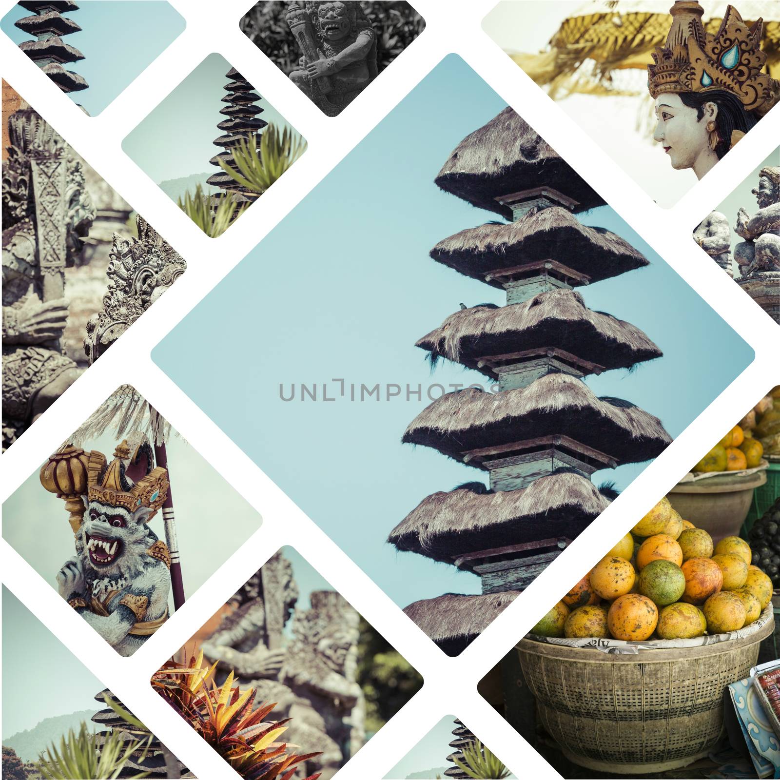 Collage of Bali (Indonesia) images - travel background (my photo by mariusz_prusaczyk