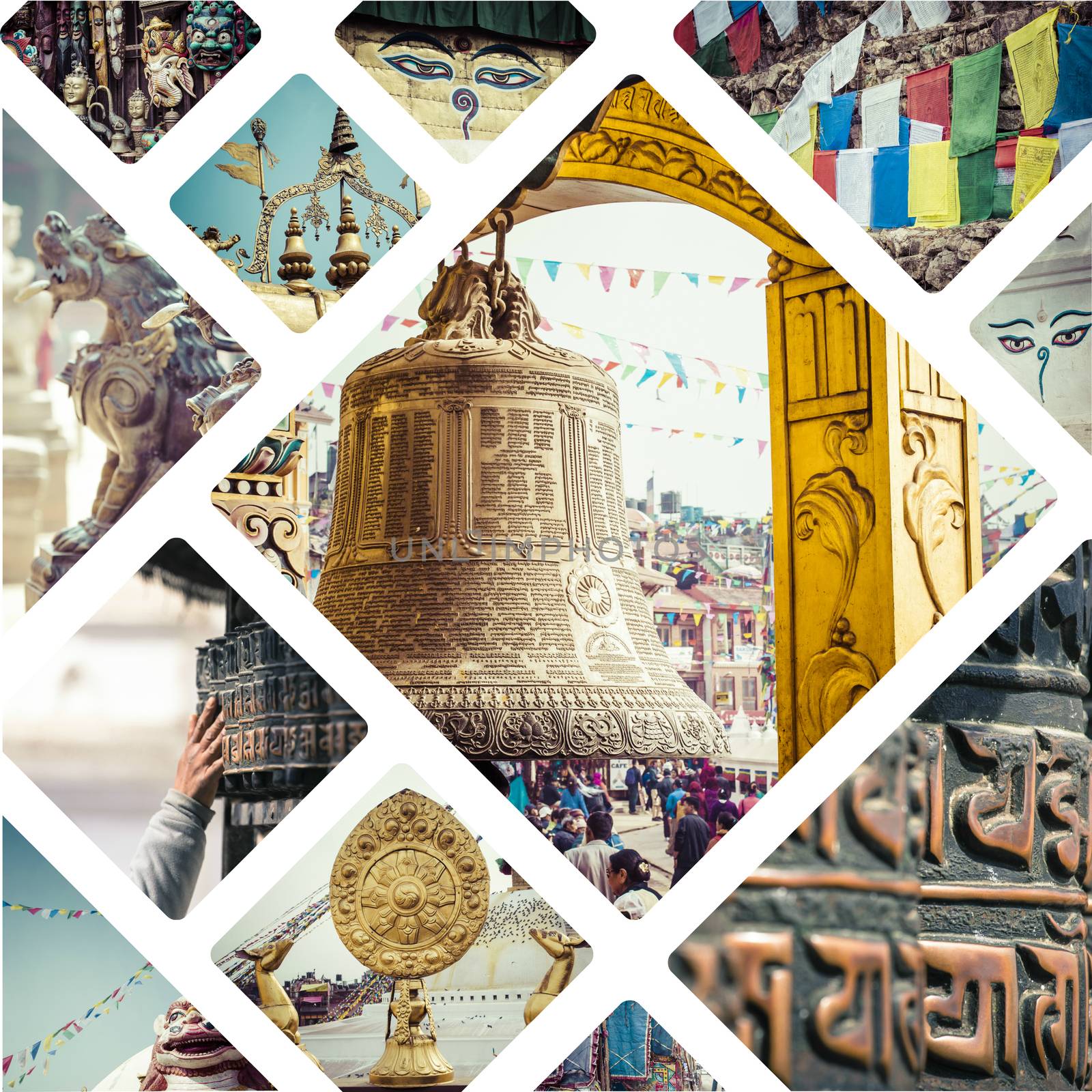 Collage of Kathmandu (Nepal) images - travel background (my phot by mariusz_prusaczyk