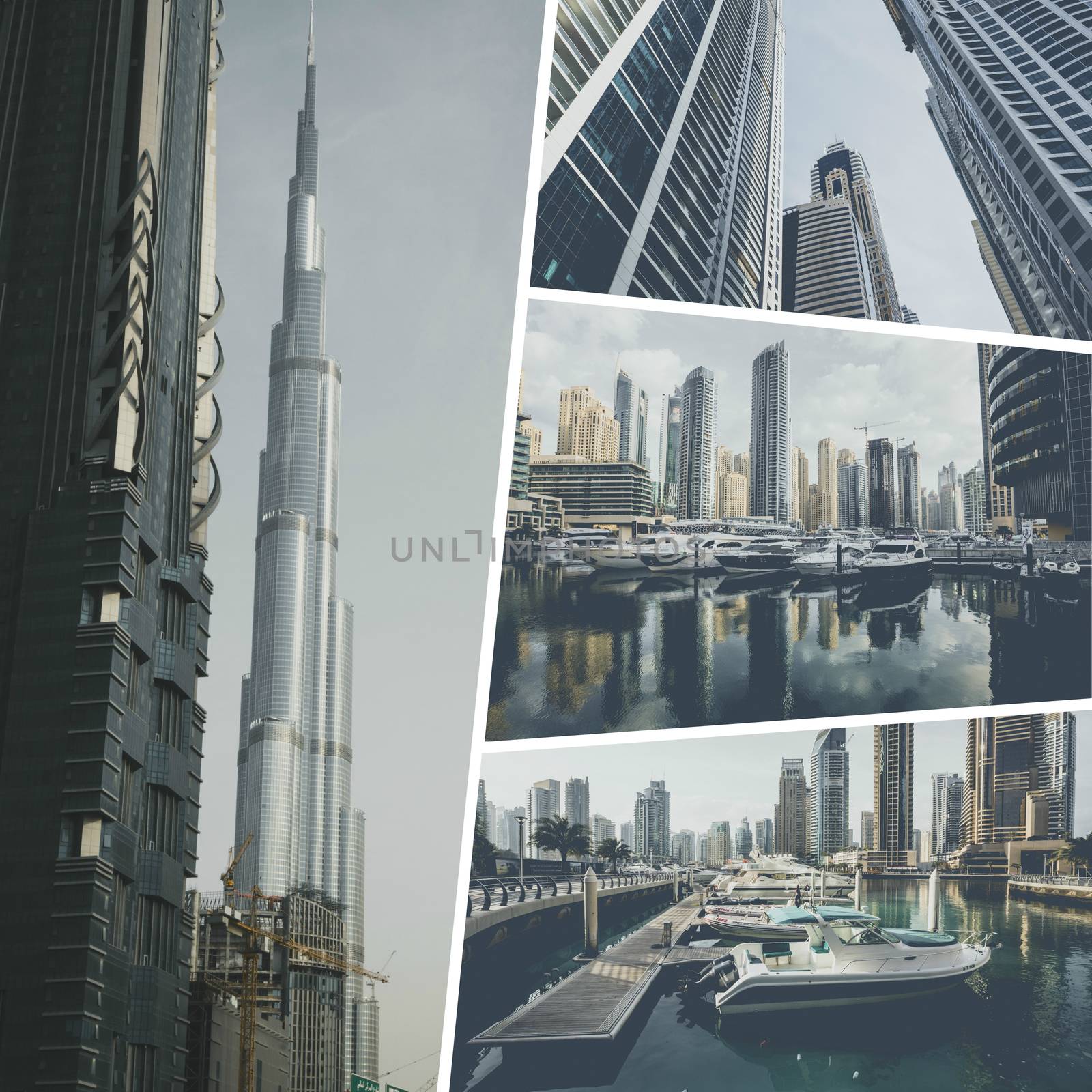 Collage of photos from Dubai. UAE

