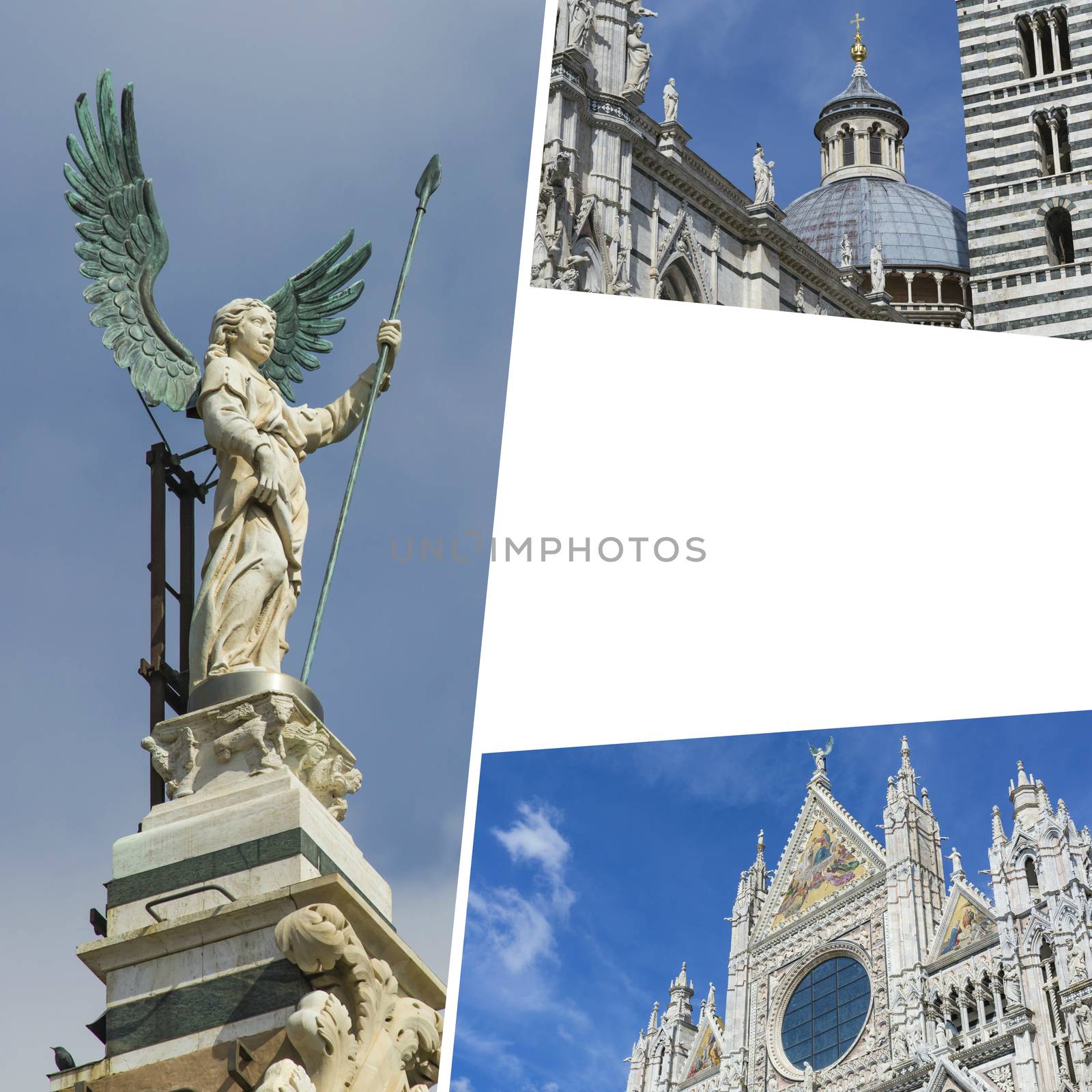 Touristic destination in Tuscany, Siena, photo collage