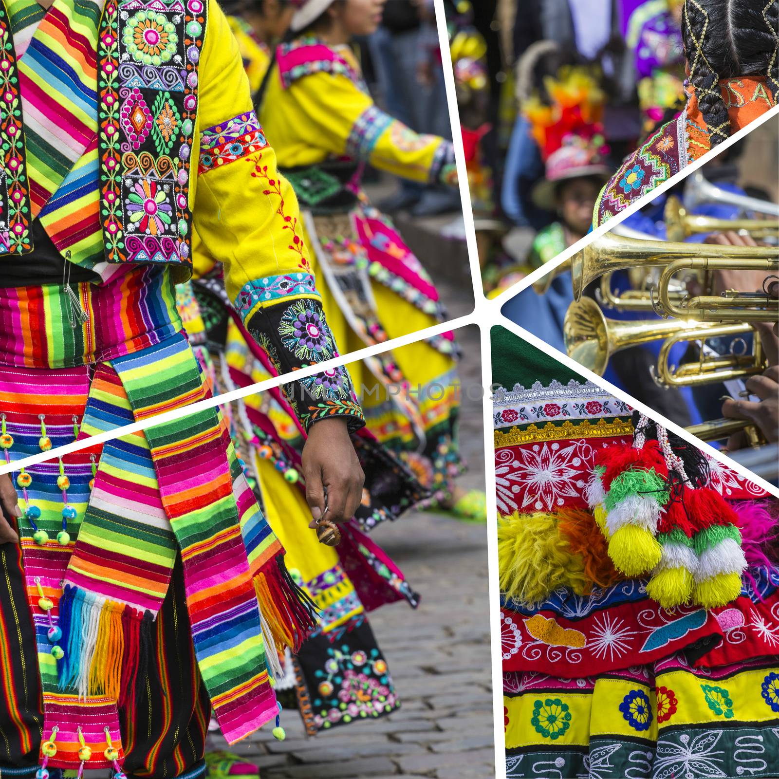 Collage of Peru traditional culture images - travel background ( by mariusz_prusaczyk