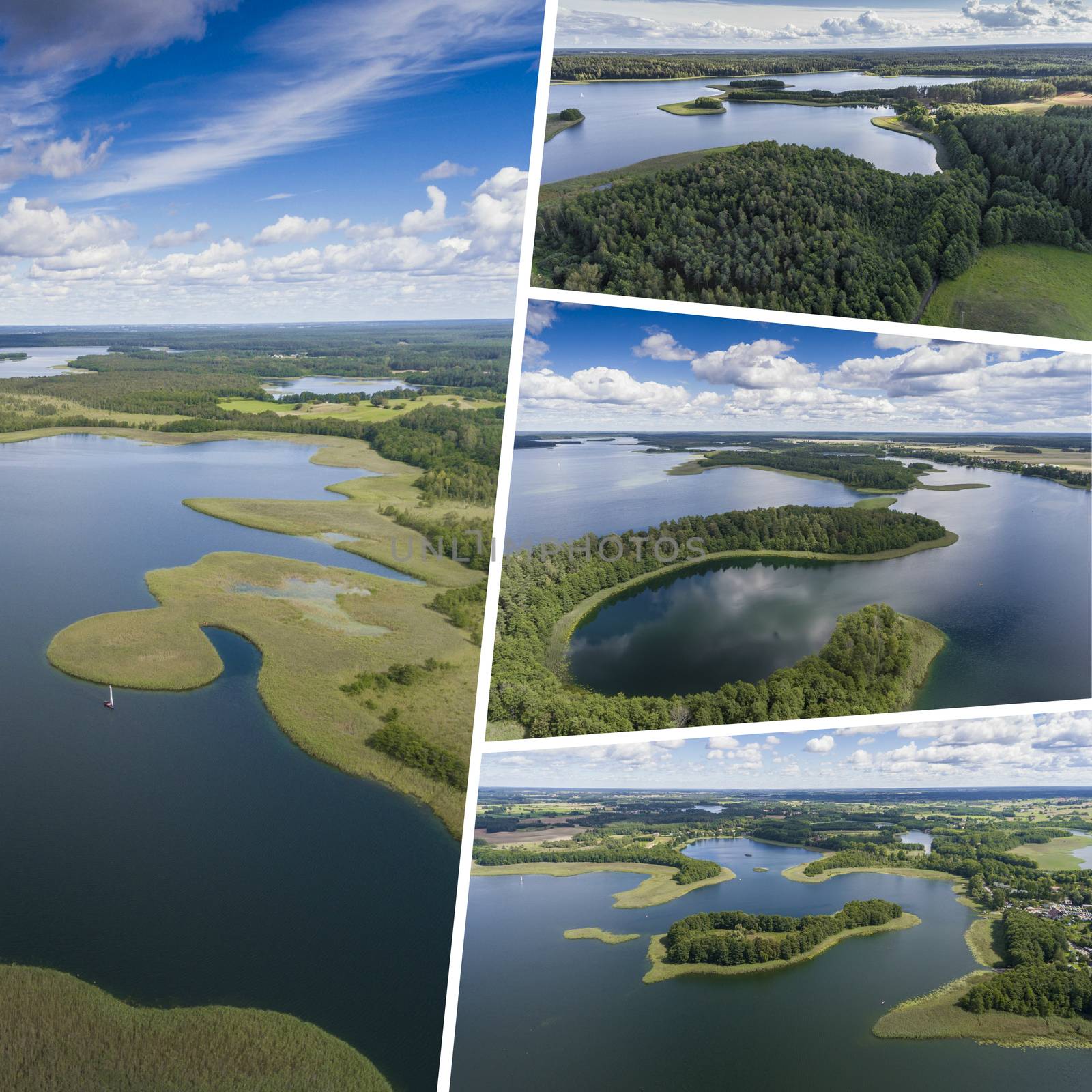 Collage of Lake Wigry National Park. Suwalszczyzna, Poland.  - photography from the air (my photos)