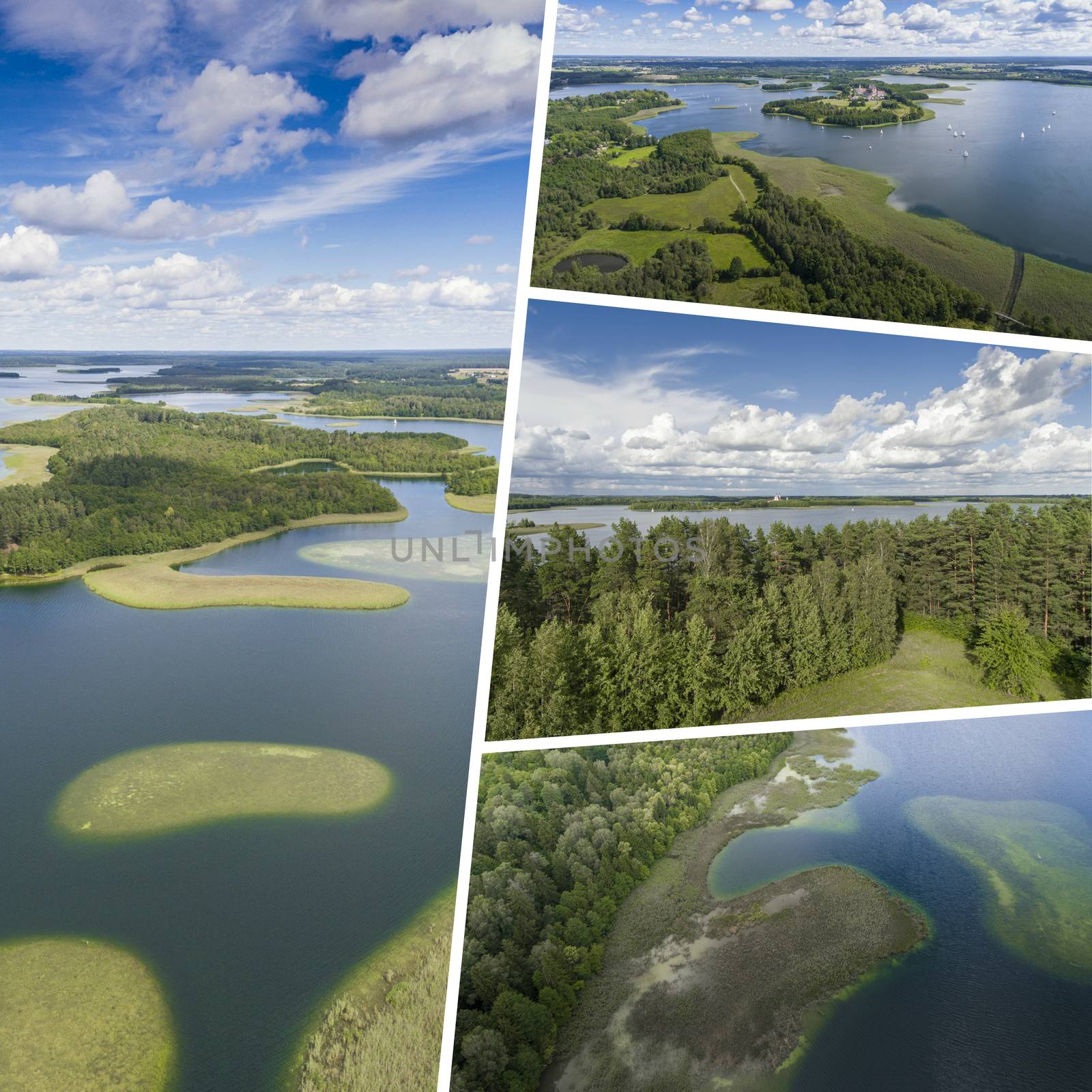 Collage of Lake Wigry National Park. Suwalszczyzna, Poland.  - photography from the air (my photos)