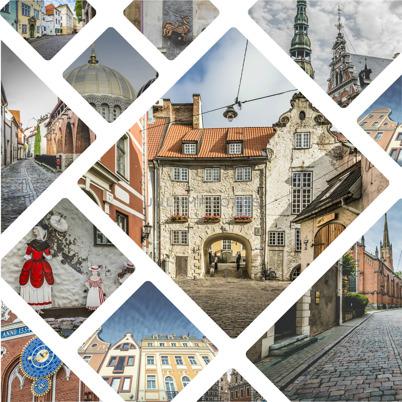 Collage of Riga (Latvia) images - travel background (my photos) by mariusz_prusaczyk