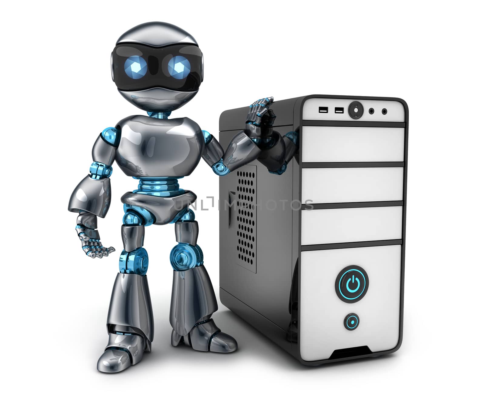 Black robot and PC by vladru